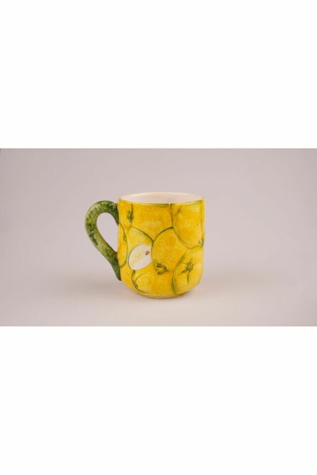 Seramik Limon Dekorlu Kupa Bardak