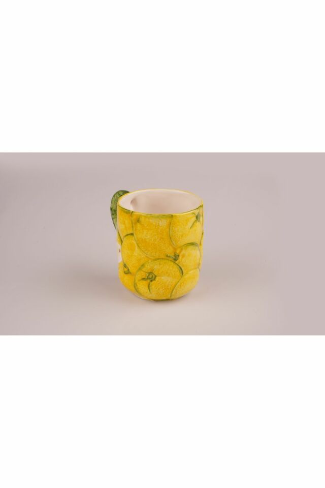 Seramik Limon Dekorlu Kupa Bardak