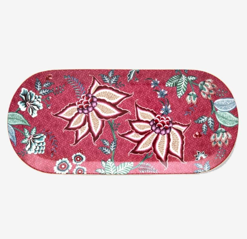 Kırmızı Porselen Servis Tabağı 33 Cm Flower Festival Collection by Pip Studio