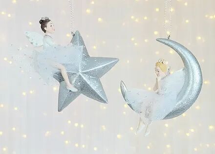 4''RESIN WHITE & SILVER LITTLE FAIRY
