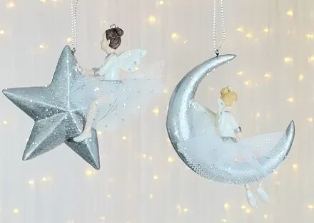 4''RESIN WHITE & SILVER LITTLE FAIRY