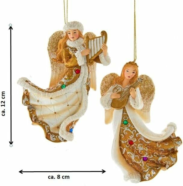 4.5''RESIN WHITE & GOLD ANGEL ORN W/