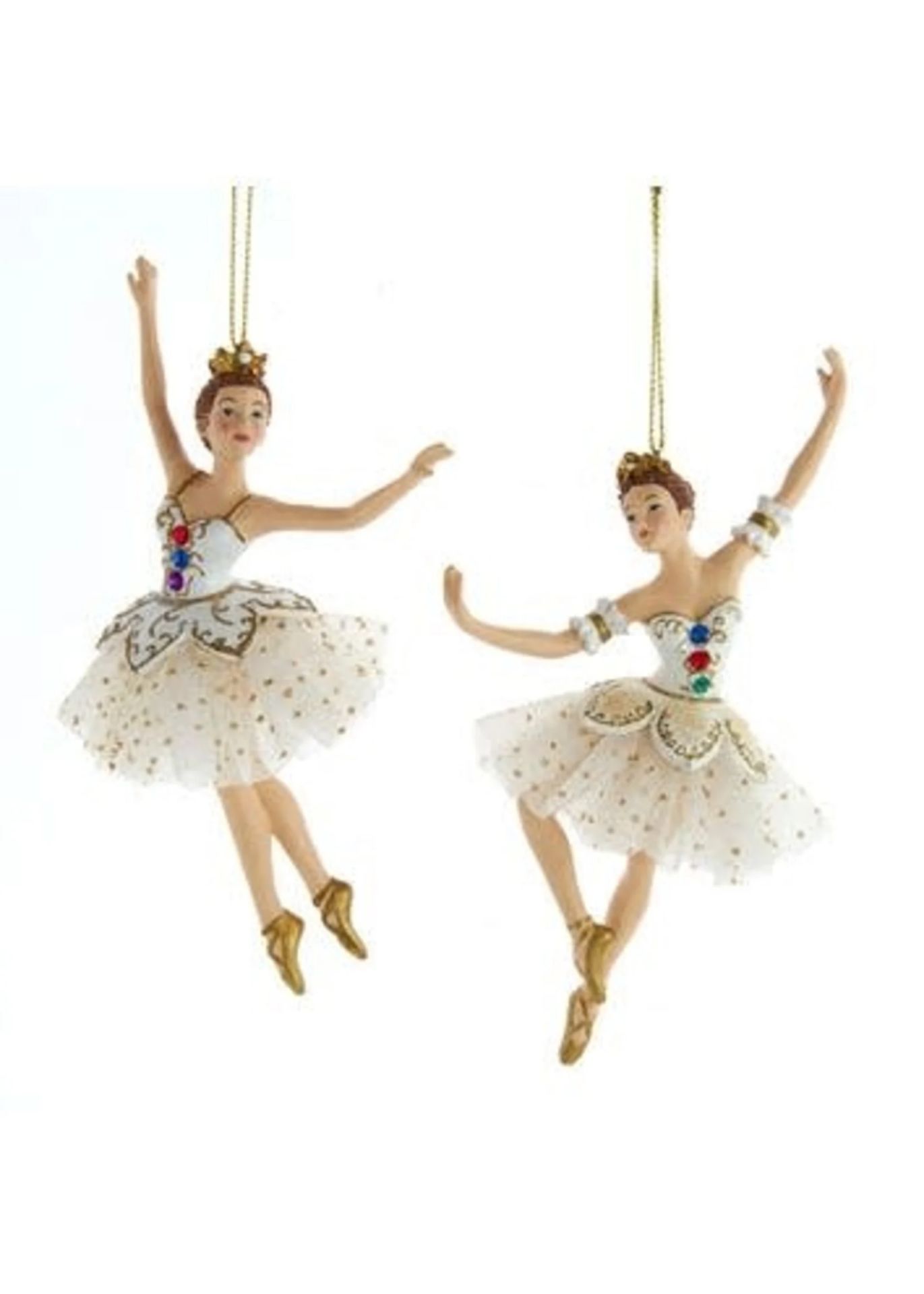 6.75''WHITE & GOLD JEWELED BALLERINA