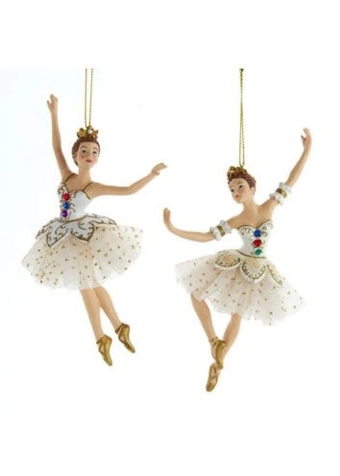 6.75''WHITE & GOLD JEWELED BALLERINA