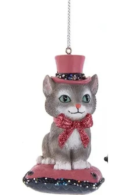 3.25''RESIN PINK & PEWTER DOG & CAT