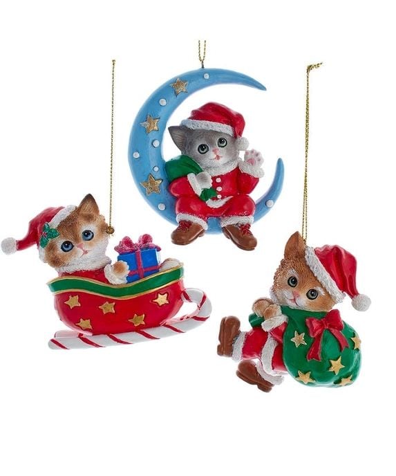 3.5''RESIN SANTA CAT ORN 3/ASSTD.