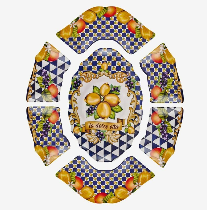 Mavi Melamin Meze Tabağı 7 Parça Capri Collection by Chiara Alessi