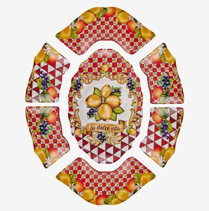 Kırmızı Melamin Meze Tabağı 7 Parça Capri Collection by Chiara Alessi