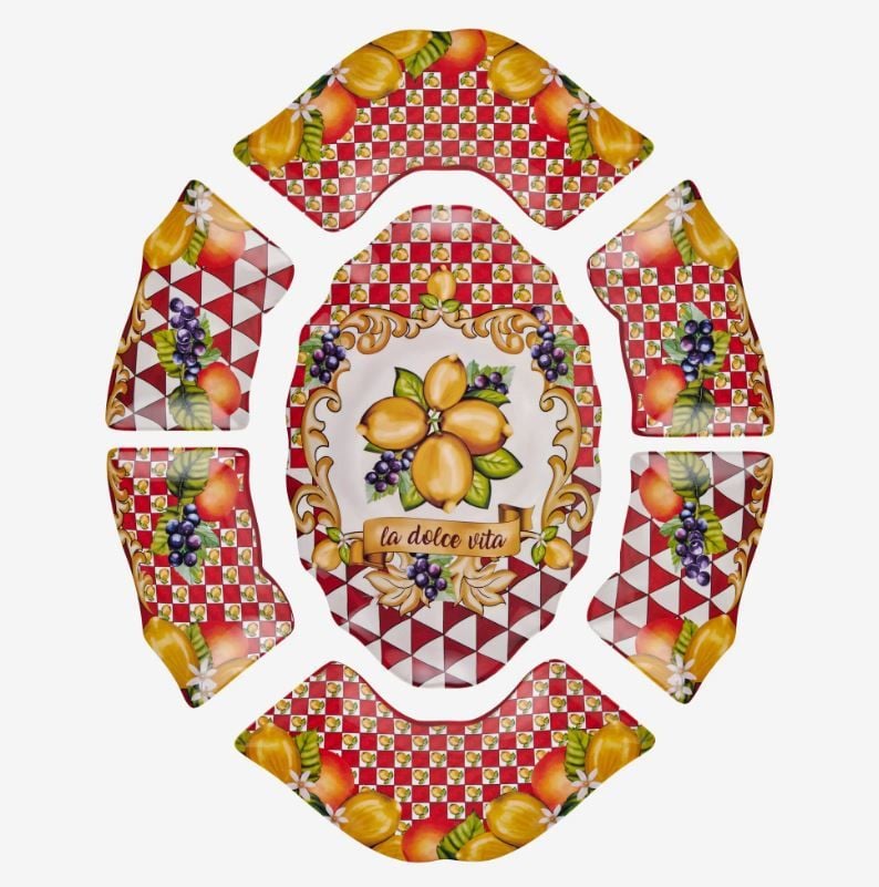 Kırmızı Melamin Meze Tabağı 7 Parça Capri Collection by Chiara Alessi