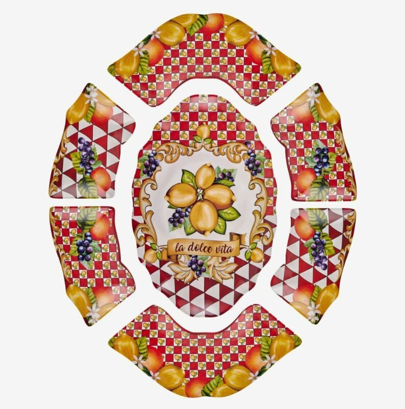 Kırmızı Melamin Meze Tabağı 7 Parça Capri Collection by Chiara Alessi
