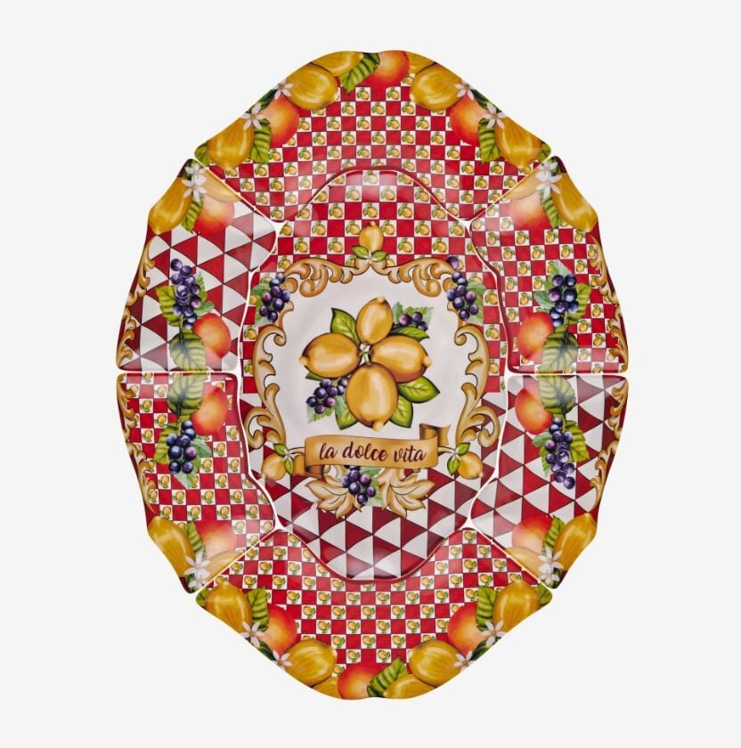Kırmızı Melamin Meze Tabağı 7 Parça Capri Collection by Chiara Alessi