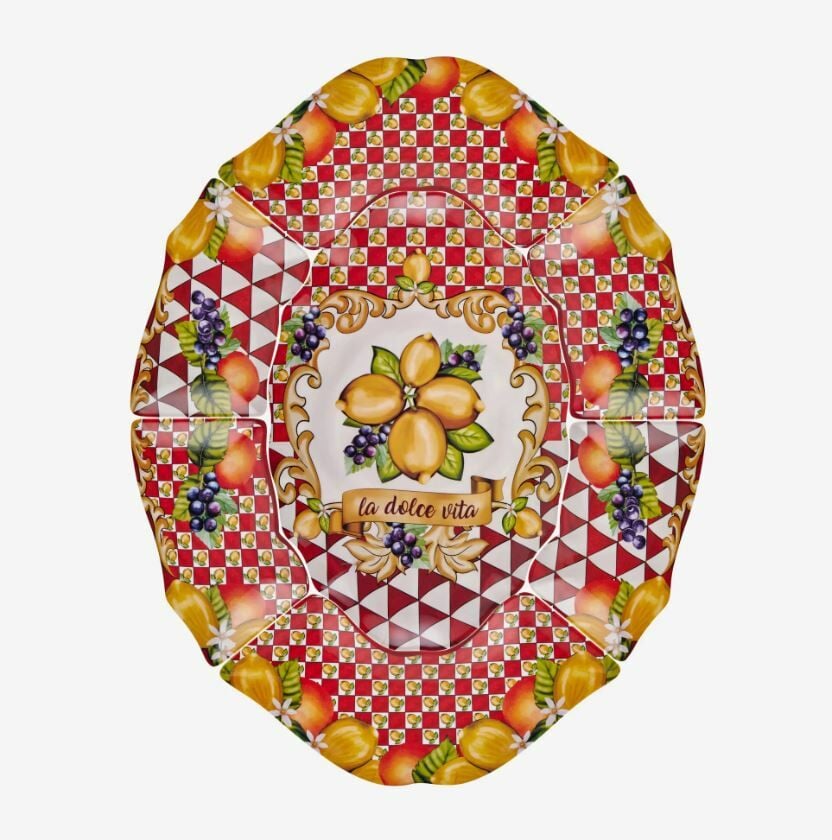 Kırmızı Melamin Meze Tabağı 7 Parça Capri Collection by Chiara Alessi