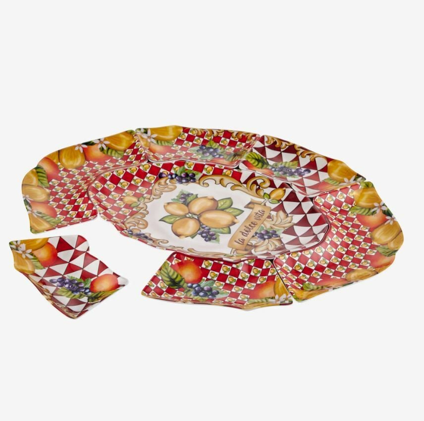 Kırmızı Melamin Meze Tabağı 7 Parça Capri Collection by Chiara Alessi