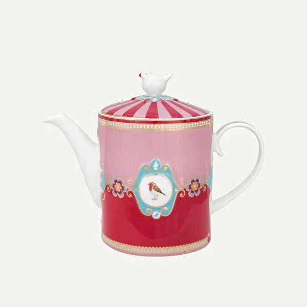 Pip Studio Love Birds Collection Kırmızı Pembe Porselen Demlik