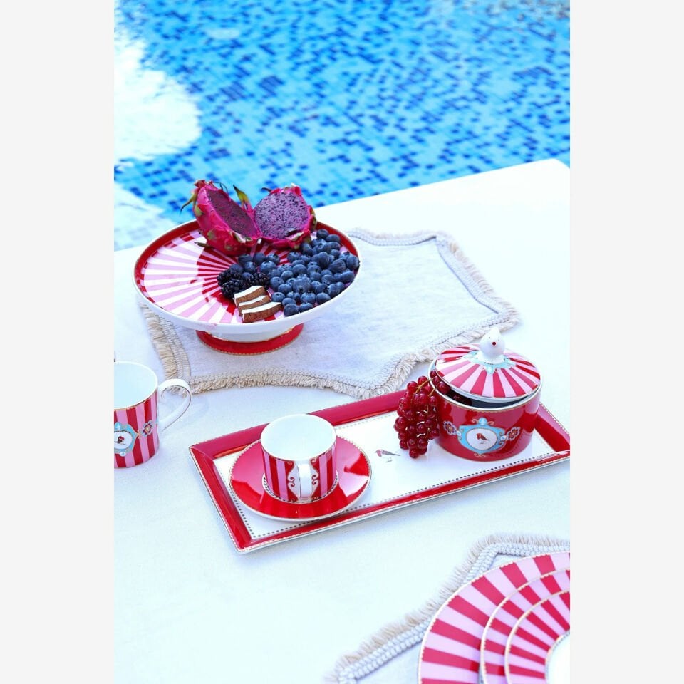 Love Birds Kırmızı Pembe Mini Kek Standı 24 cm
