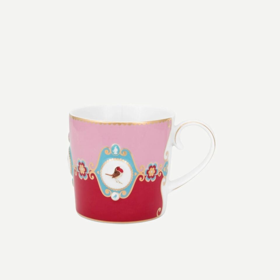 Pip Studio Love Birds Collection Kırmızı Pembe Porselen Kupa 150 Ml