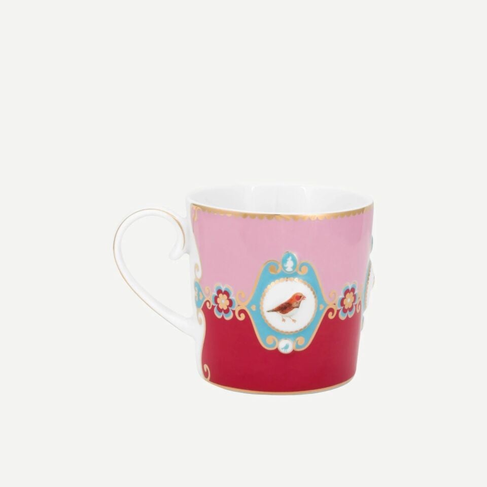 Pip Studio Love Birds Collection Kırmızı Pembe Porselen Kupa 150 Ml