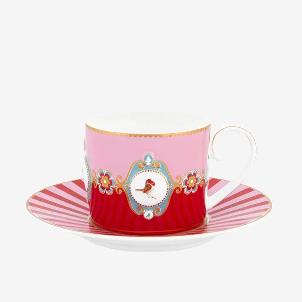 Pip Studio Love Birds Collection Kırmızı Pembe Porselen Çay Fincanı 200 Ml