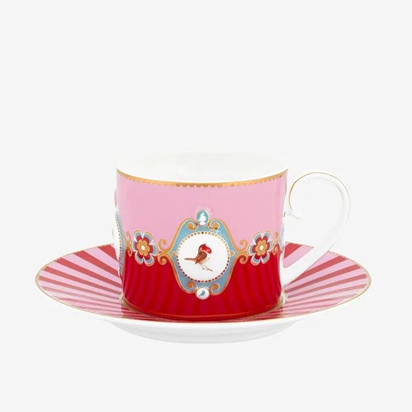 Pip Studio Love Birds Collection Kırmızı Pembe Porselen Çay Fincanı 200 Ml