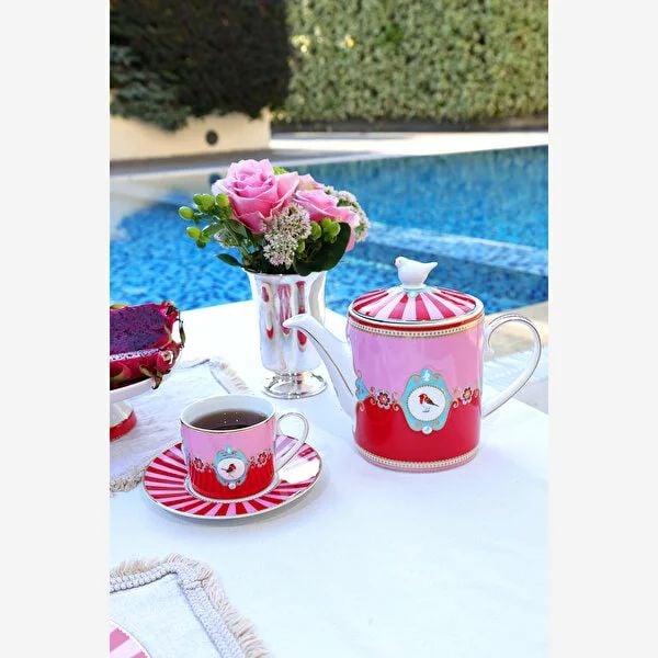 Pip Studio Love Birds Collection Kırmızı Pembe Porselen Çay Fincanı 200 Ml