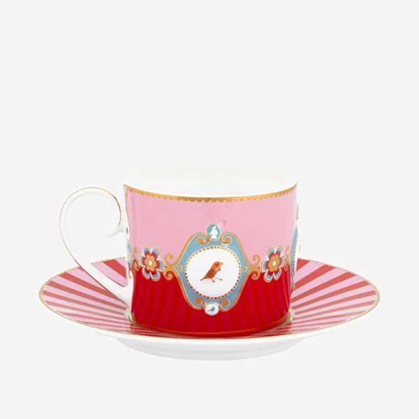 Pip Studio Love Birds Collection Kırmızı Pembe Porselen Çay Fincanı 200 Ml