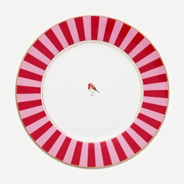 Pip Studio Love Birds Collection Kırmızı Pembe Porselen Kahvaltı Tabağı 17 Cm