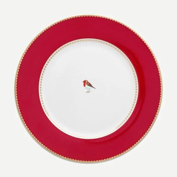 Pip Studio Love Birds Collection Kırmızı Porselen Yemek Tabağı 26,5 Cm