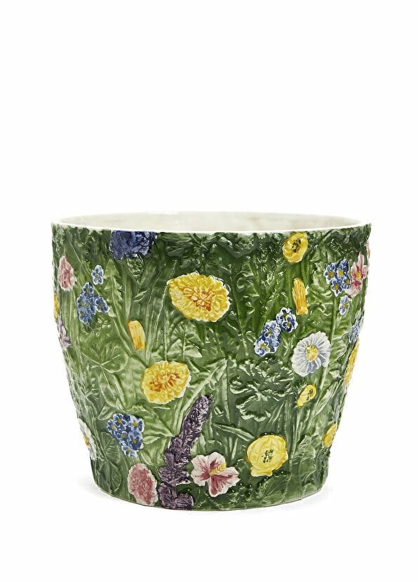 La Ceramica V.B.C Çiçek Detaylı Yuvarlak Saksı