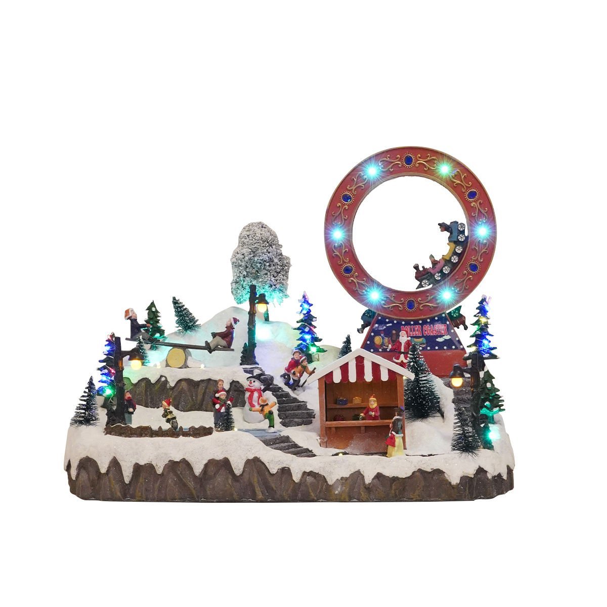 45cm Işıklı Hareketli Müzikli Yılbaşı Köyü Roller Coaster Tren Ağaç Atlı Karınca