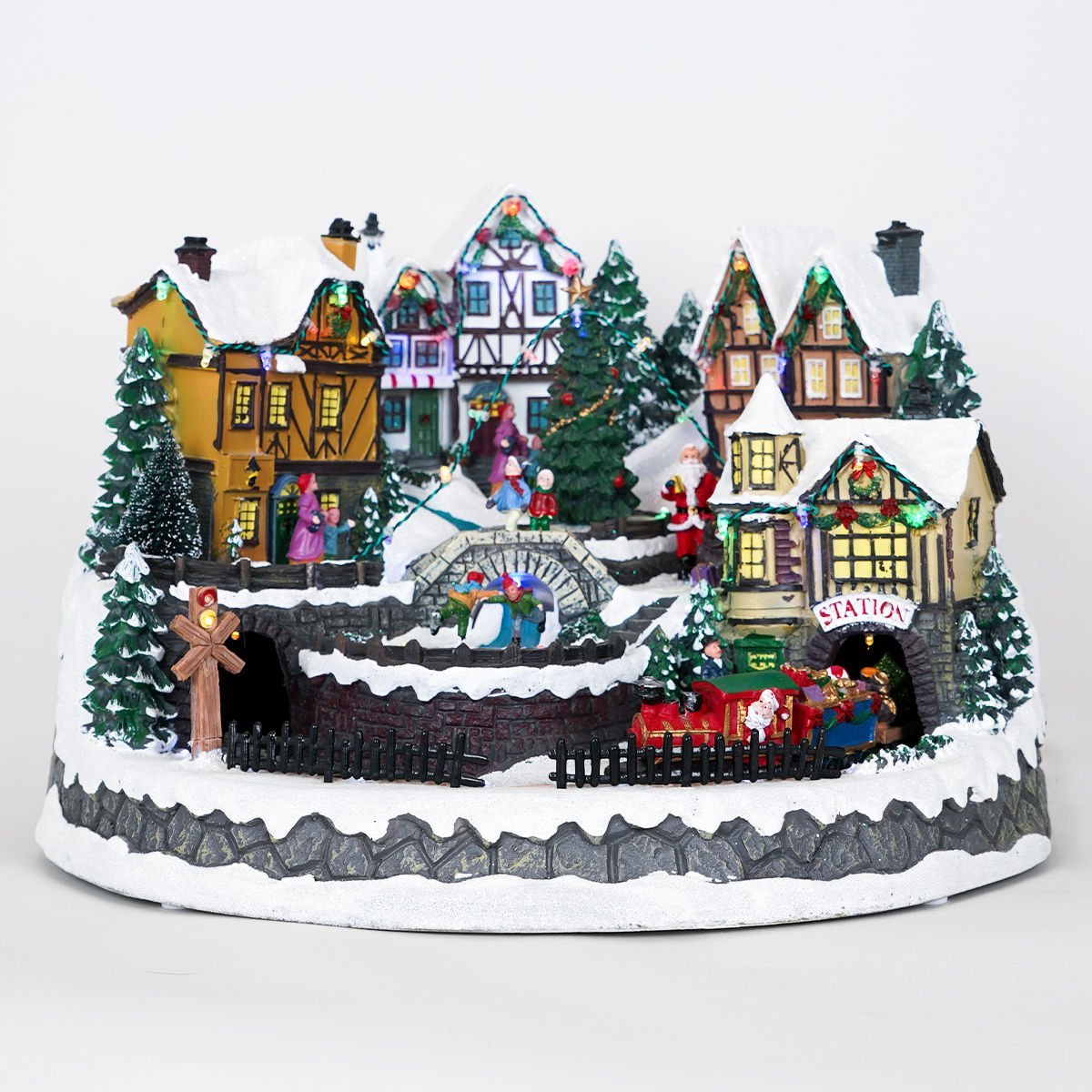 Winter Christmas Village with Train