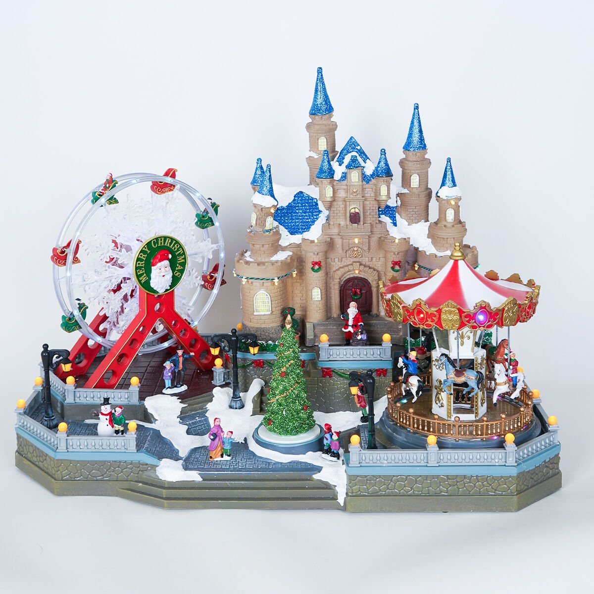 Festival Partisi Noel için Köy Evi Heykeli Dekor Masa Üstü Centerpieces 47 cm