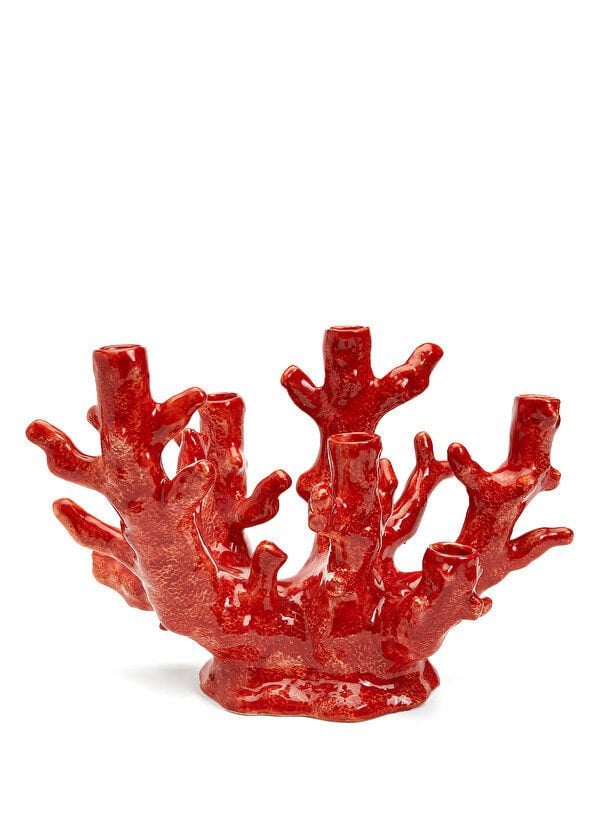 La Ceramica V.B.C Kırmızı Mercan Formlu Şamdan