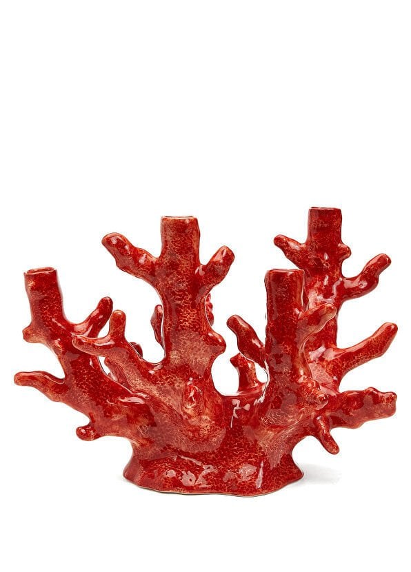 La Ceramica V.B.C Kırmızı Mercan Formlu Şamdan