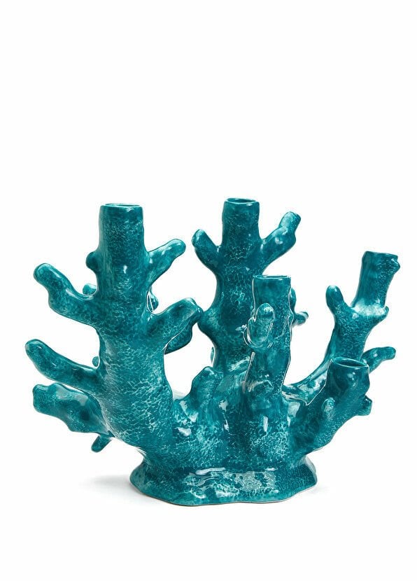 La Ceramica V.B.C Turkuaz Mercan Formlu Şamdan