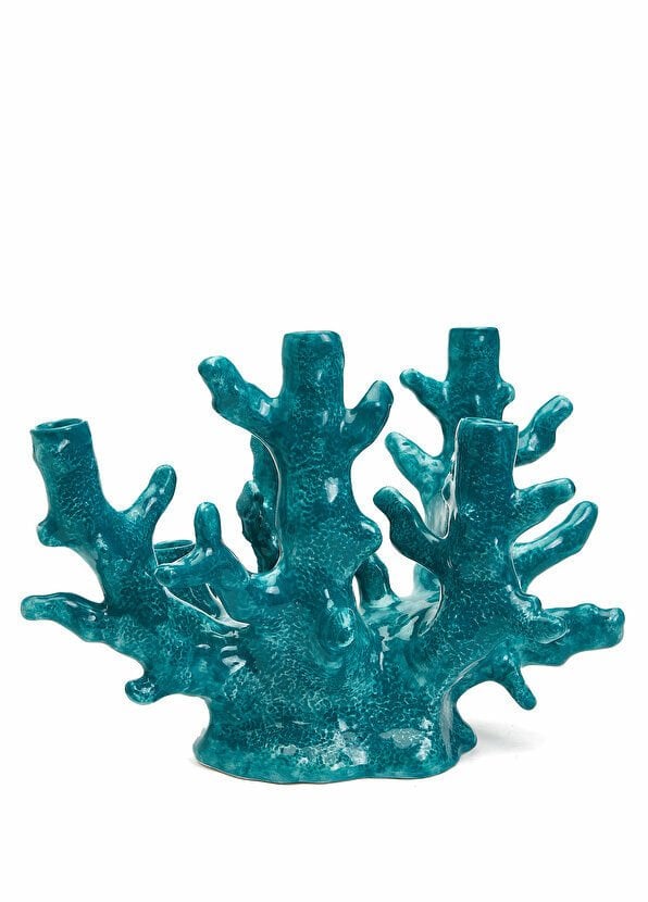La Ceramica V.B.C Turkuaz Mercan Formlu Şamdan