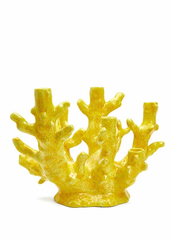 La Ceramica V.B.C Sarı Mercan Formlu Şamdan