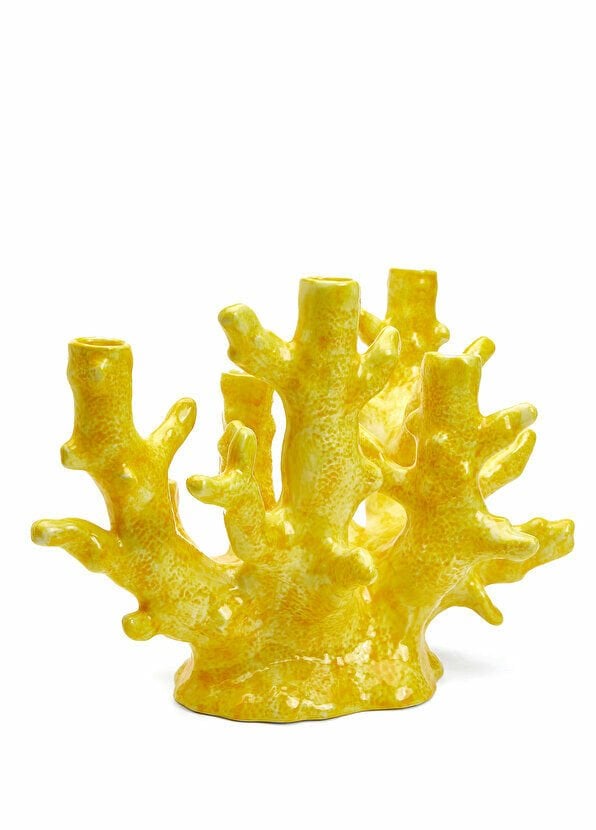 La Ceramica V.B.C Sarı Mercan Formlu Şamdan