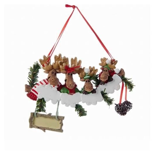 6''RESIN MOOSE FAMILY OF FOUR ORN FO