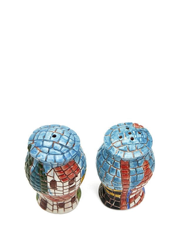 La Ceramica V.B.C Mavi Mozaik Detaylı Tuzluk Biberlik