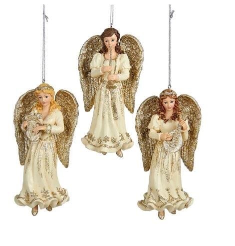 5.25''RESIN PLATINUM ANGEL ORN 3/ASS