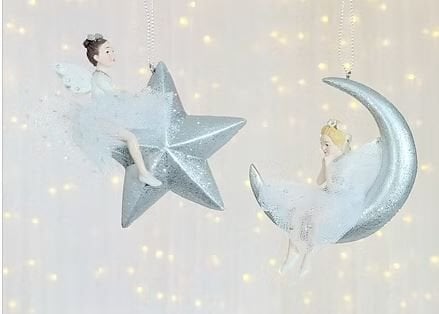 4''RESIN WHITE & SILVER LITTLE FAIRY