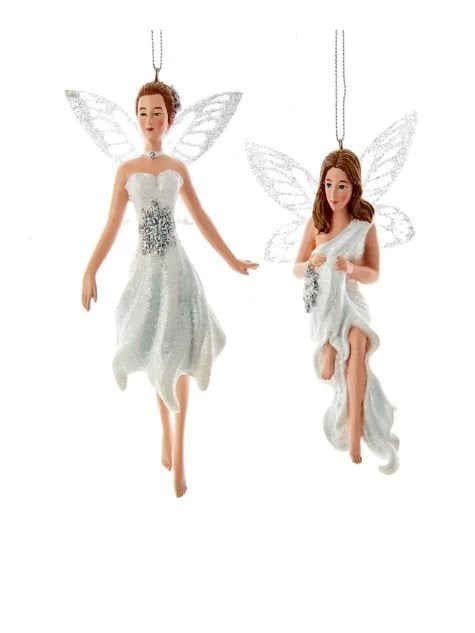 5.5''RESIN WHITE & SILVER FAIRY ORN