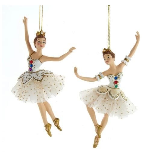 6.75''WHITE & GOLD JEWELED BALLERINA