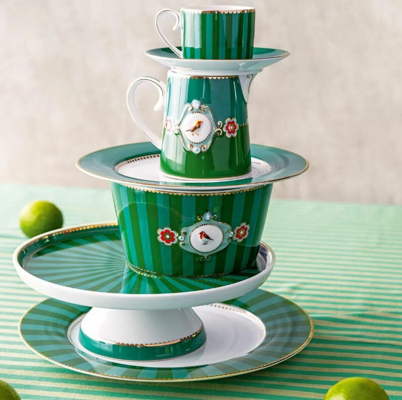 Yeşil Porselen Kahve Fincanı 125 Ml Love Birds Collection by Pip Studio