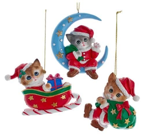 3.5''RESIN SANTA CAT ORN 3/ASSTD.
