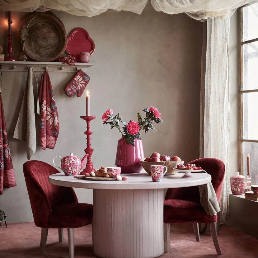 Kırmızı Porselen Kahve Fincan Seti 120 Ml Flower Festival Collection by Pip Studio