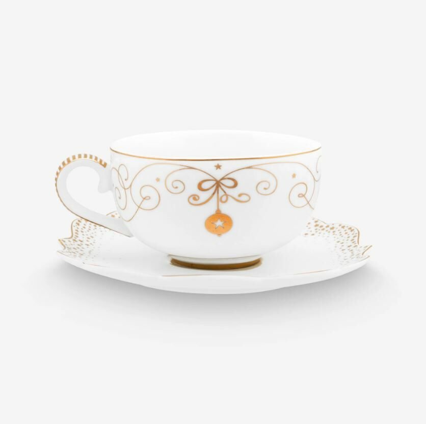 Beyaz Porselen Kahve Fincanı 125 Ml Royal Gold White Collection by Pip Studio