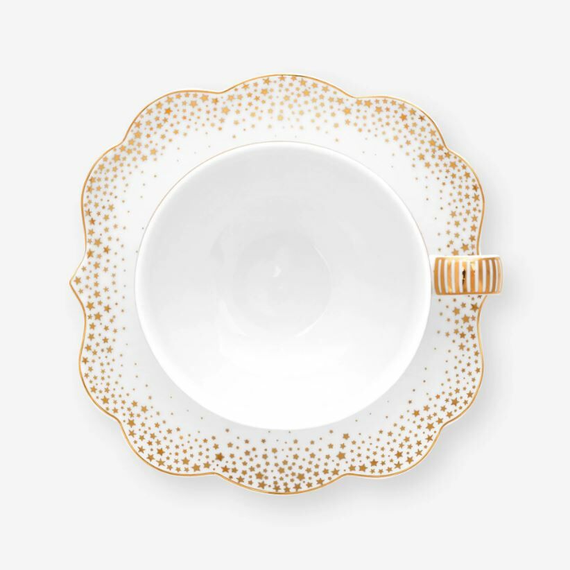 Beyaz Porselen Kahve Fincanı 125 Ml Royal Gold White Collection by Pip Studio