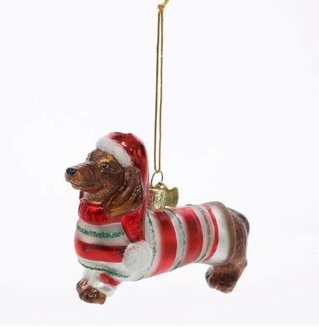 3.5''NOBLE GEMS GLASS DACHSHUND ORN.