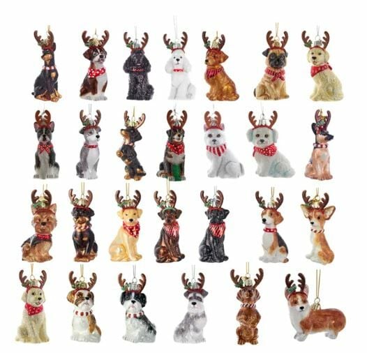 4''NOBLE GEMS GLASS DOG W/ANTLERS OR